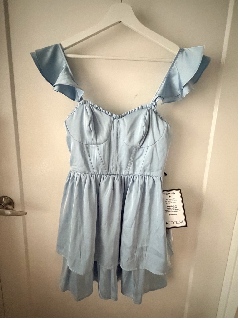 Crystal Doll Blue Ruffle Corset Mini Dress NWT Medium